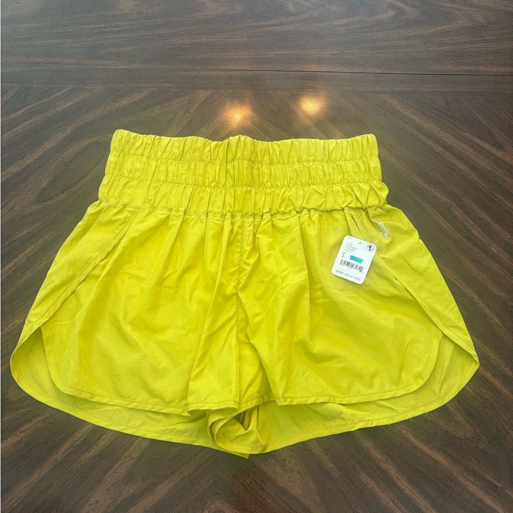 Free People Yellow High Waist Shorts with Elastic Waistband